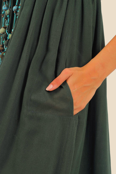 Long dress in cotton gauze with adjustable thin straps